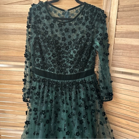 Mac Duggal Embellished Illusion High Neck Long Sleeve Fit & Flare Dress size XL - Picture 9 of 9